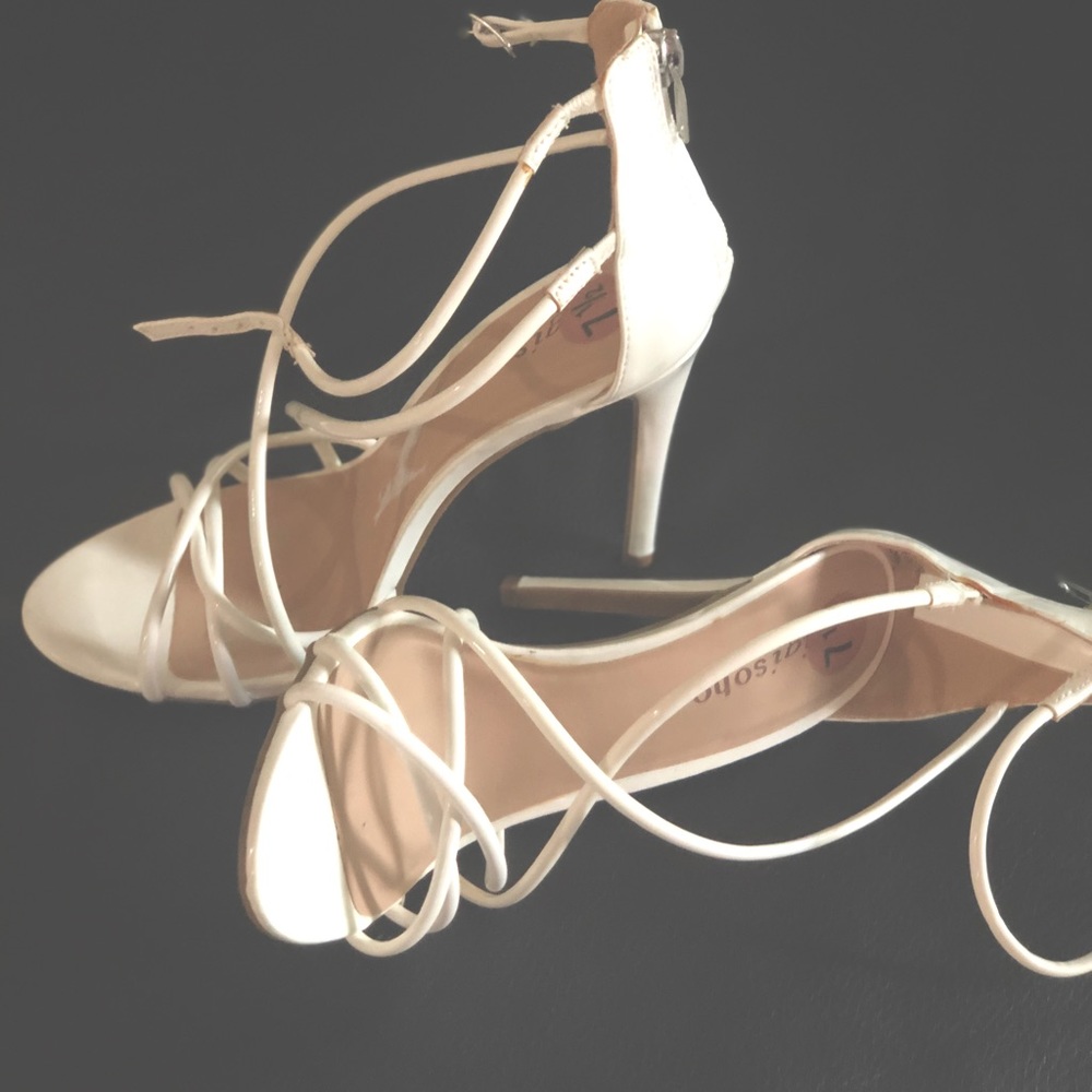 White high hills sandals shoes  Open Toe Stilettos
